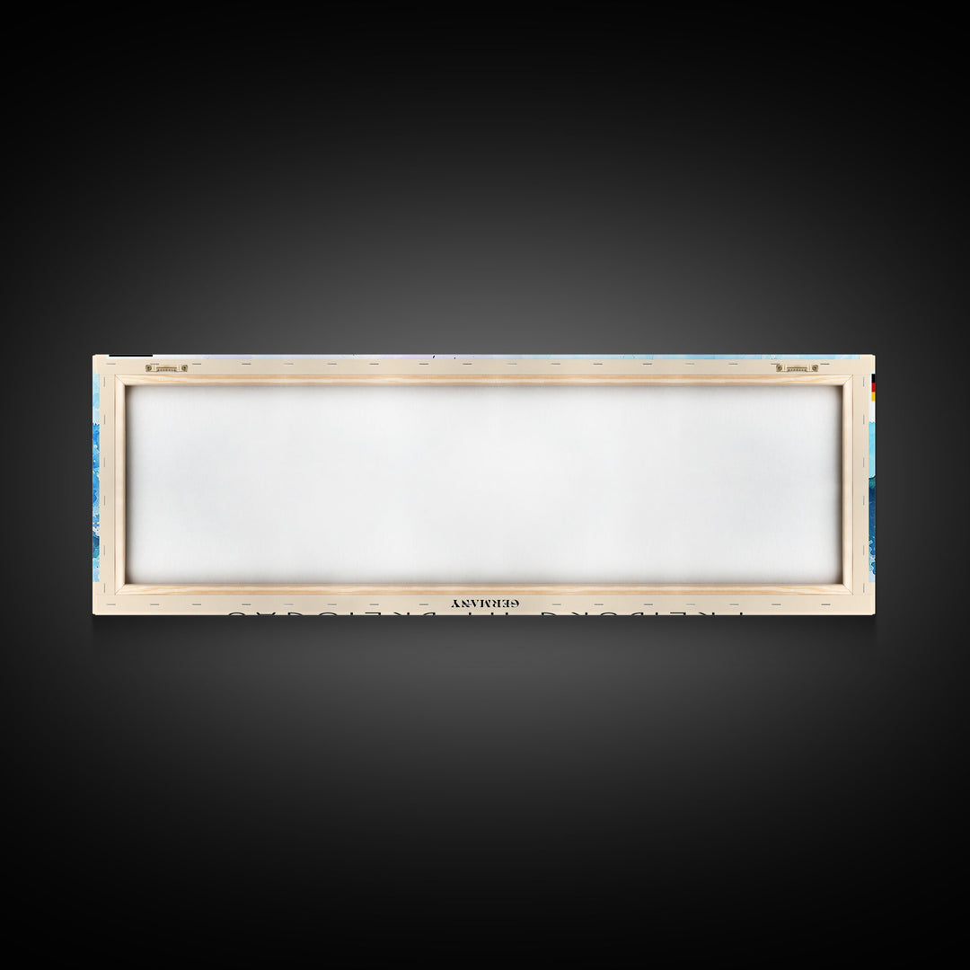 Freiburg Germany Panoramic Travel Poster, Framed Canvas Print or Metal Wall Art, Travel Art, Home Decor, Panoramic Painting, Midcentury Art