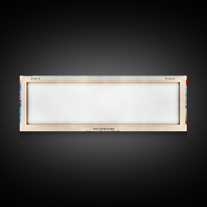 Geneva Switzerland Wall Art, Panoramic Travel Poster, Panoramic Framed Canvas Print, City Wall Art, Wall Hanging Home Decor, Travel Art