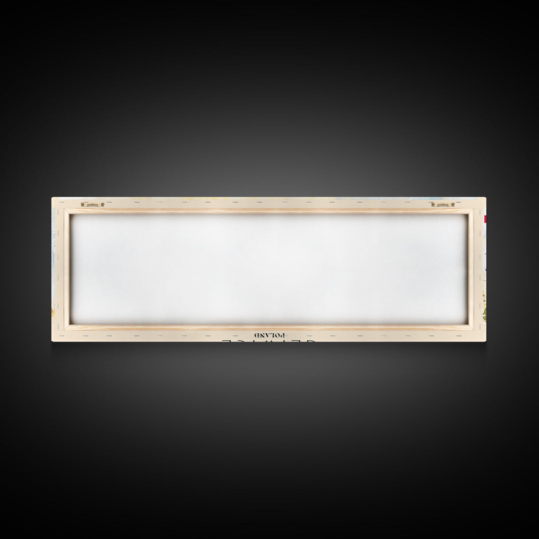 Gliwice Poland Panoramic Travel Poster, Framed Canvas Print or Metal Wall Art, Travel Art, Home Decor, Panoramic Painting, Midcentury Art