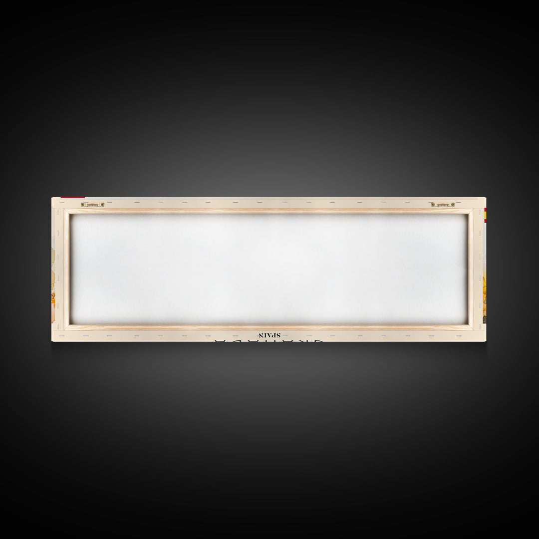 Granada Spain Panoramic Travel Poster, Framed Canvas Print or Metal Wall Art, Travel Art, Home Decor, Panoramic Painting, Midcentury Art