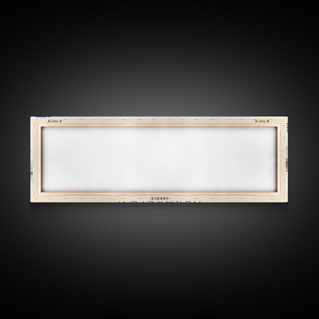 Heraklion Greece Panoramic Travel Poster, Framed Canvas Print or Metal Wall Art, Travel Art, Home Decor, Panoramic Painting, Midcentury Art