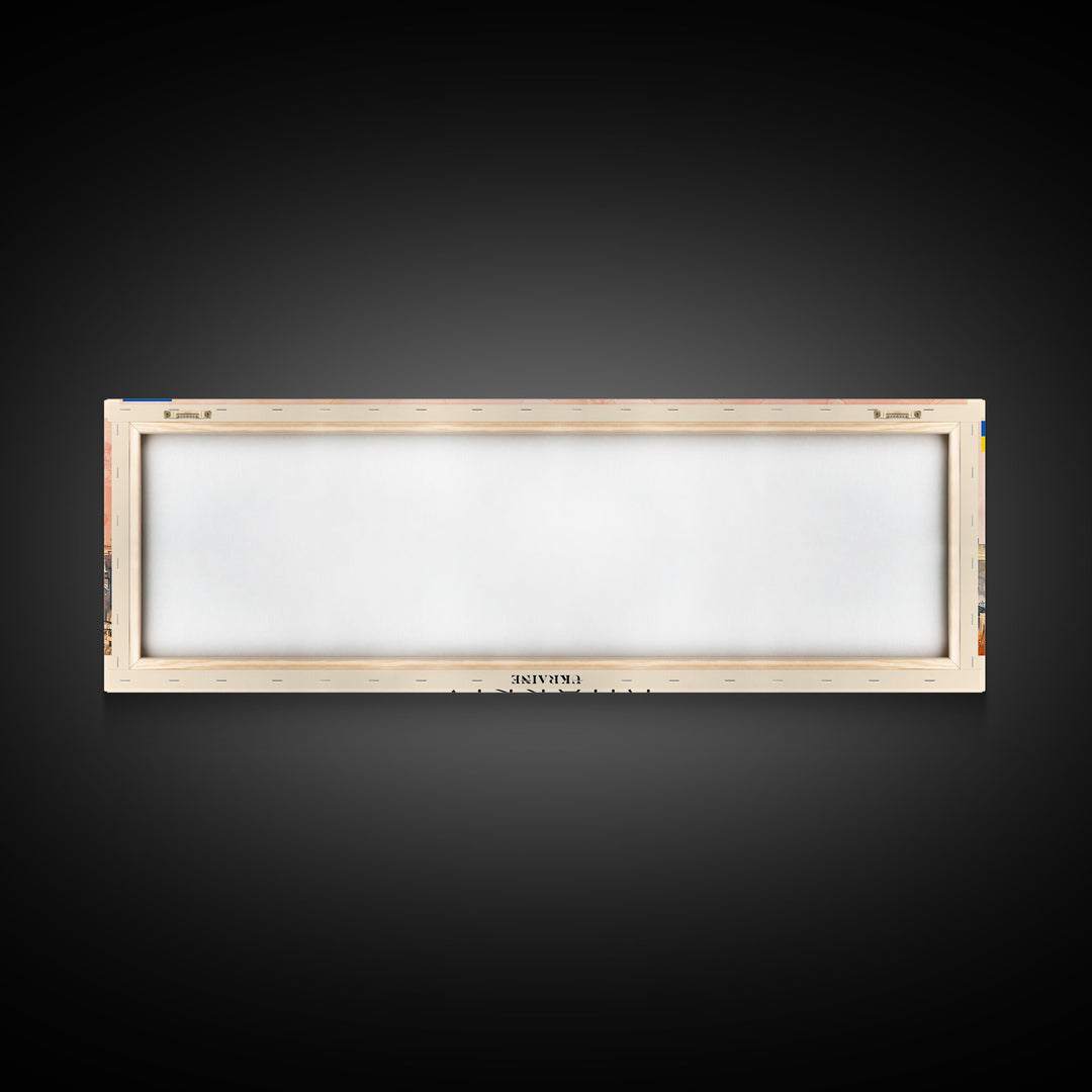 Kharkiv Ukraine Panoramic Travel Poster, Framed Canvas Print or Metal Wall Art, Travel Art, Home Decor, Panoramic Painting, Midcentury Art