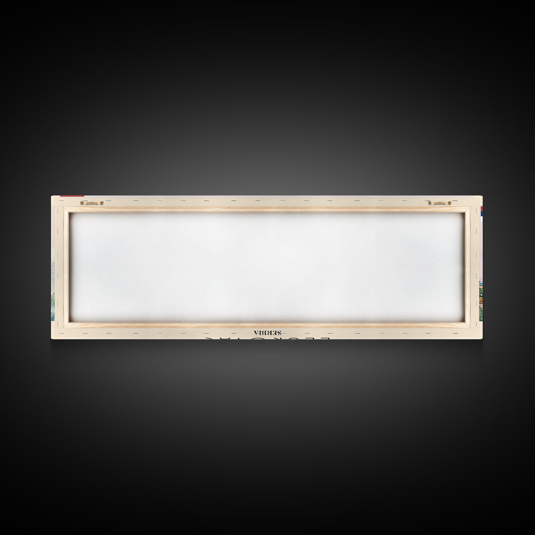 Leskovac Serbia Panoramic Travel Poster, Framed Canvas Print or Metal Wall Art, Travel Art, Home Decor, Panoramic Painting, Midcentury Art