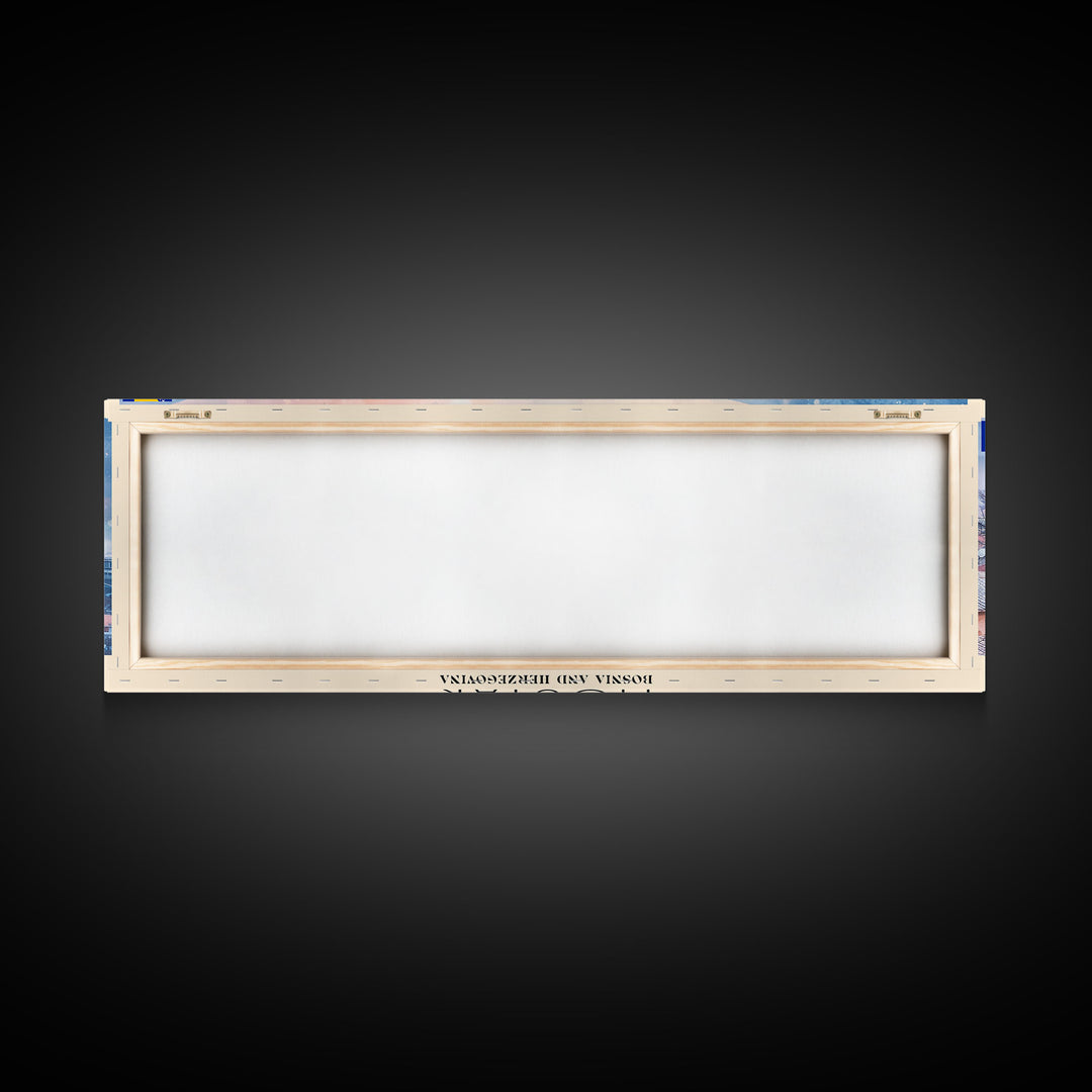 Mostar Bosnia Travel Art, City Art, Framed Canvas Print or Metal Wall Art, Europe Travel Poster, Panoramic Wall Art, Extra Wide Wall Art