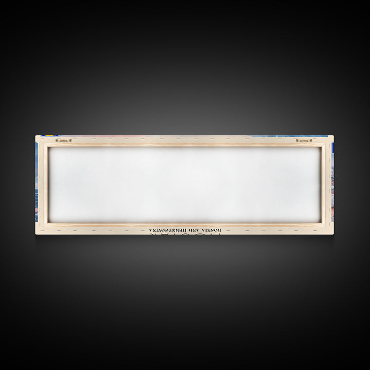 Mostar Bosnia Travel Art, City Art, Framed Canvas Print or Metal Wall Art, Europe Travel Poster, Panoramic Wall Art, Extra Wide Wall Art