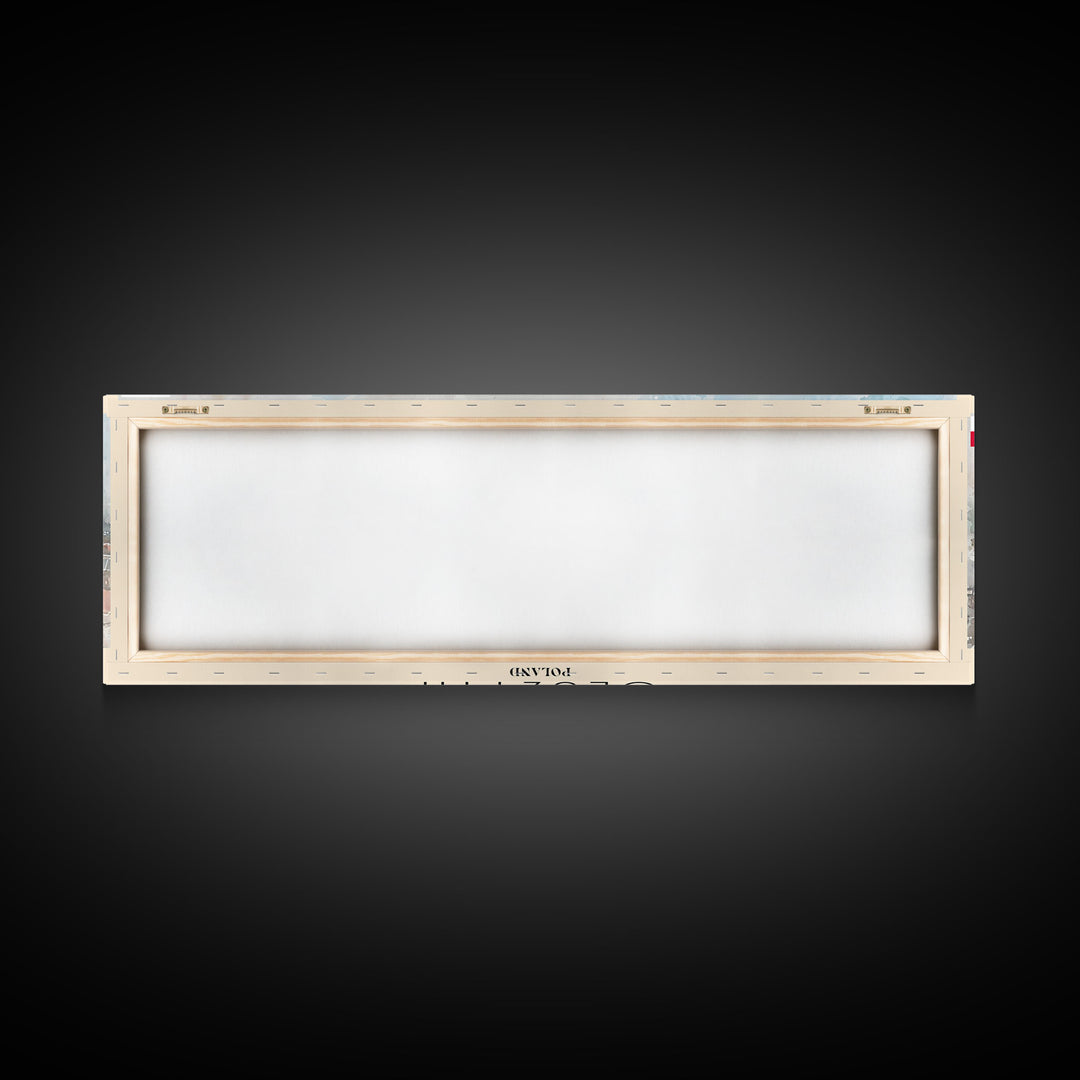 Olsztyn Poland Panoramic Travel Poster, Framed Canvas Print or Metal Wall Art, Travel Art, Home Decor, Panoramic Painting, Midcentury Art