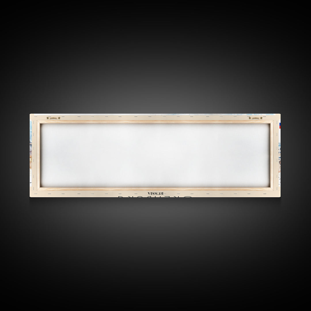 Orenburg Russia Panoramic Travel Poster, Framed Canvas Print or Metal Wall Art, Travel Art, Home Decor, Panoramic Painting, Midcentury Art