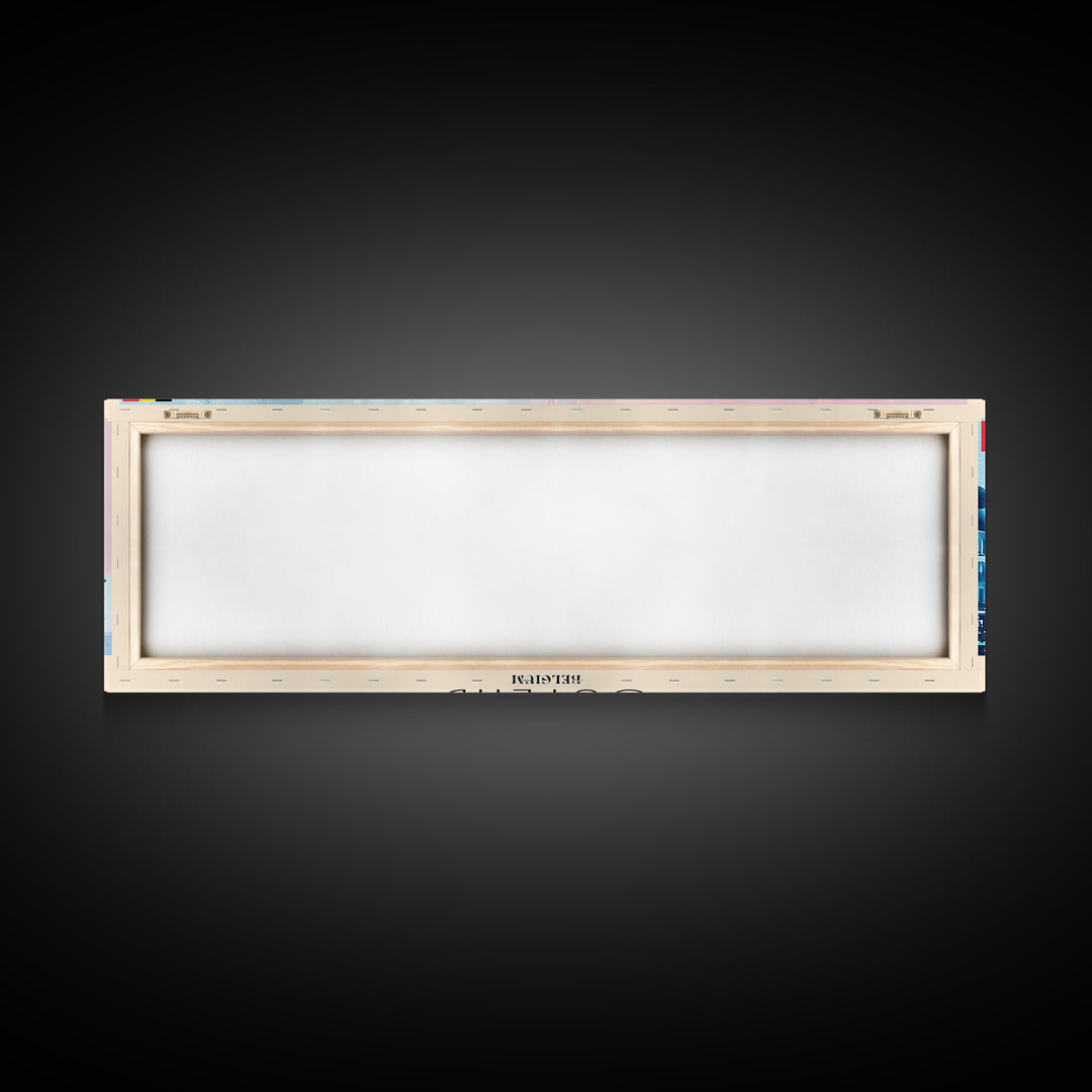 Ostend Belgium Panoramic Travel Poster, Framed Canvas Print or Metal Wall Art, Travel Art, Home Decor, Panoramic Painting, Midcentury Art