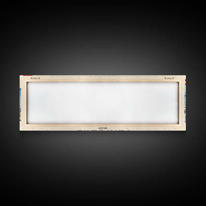 Pamplona Spain Panoramic Travel Poster, Framed Canvas Print or Metal Wall Art, Travel Art, Home Decor, Panoramic Painting, Midcentury Art