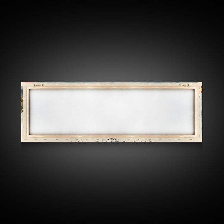 San Sebastian Spain Panoramic Travel Poster, Framed Canvas Print or Metal Wall Art, Travel Art, Home Decor, Panoramic Painting, Midcentury Art