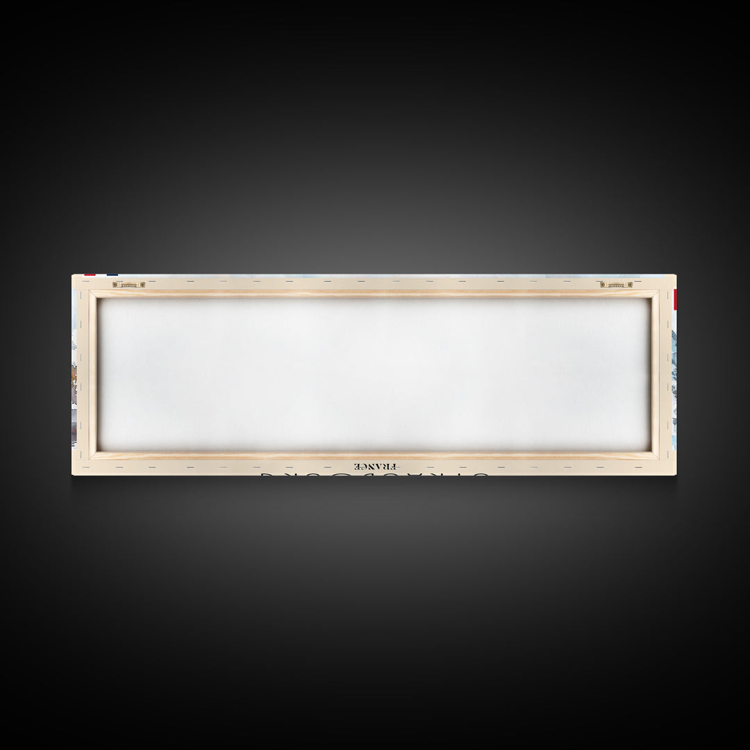 Strasbourg France Panoramic Travel Poster, Framed Canvas Print or Metal Wall Art, Travel Art, Home Decor, Panoramic Painting, Midcentury Art