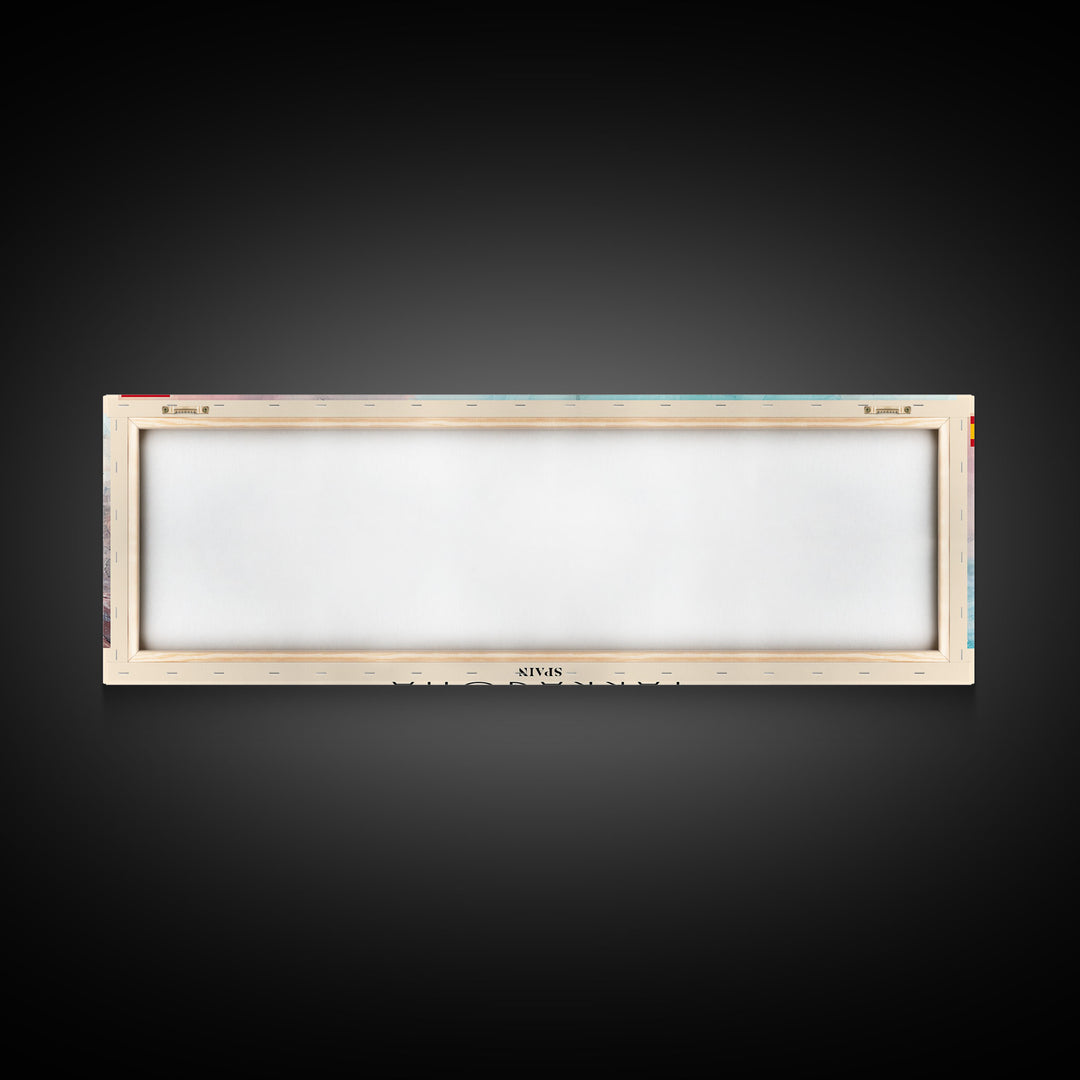 Tarragona Spain Panoramic Travel Poster, Framed Canvas Print or Metal Wall Art, Travel Art, Home Decor, Panoramic Painting, Midcentury Art