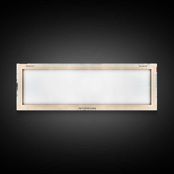 Thun Switzerland Panoramic Travel Poster, Framed Canvas Print or Metal Wall Art, Travel Art, Home Decor, Panoramic Painting, Midcentury Art