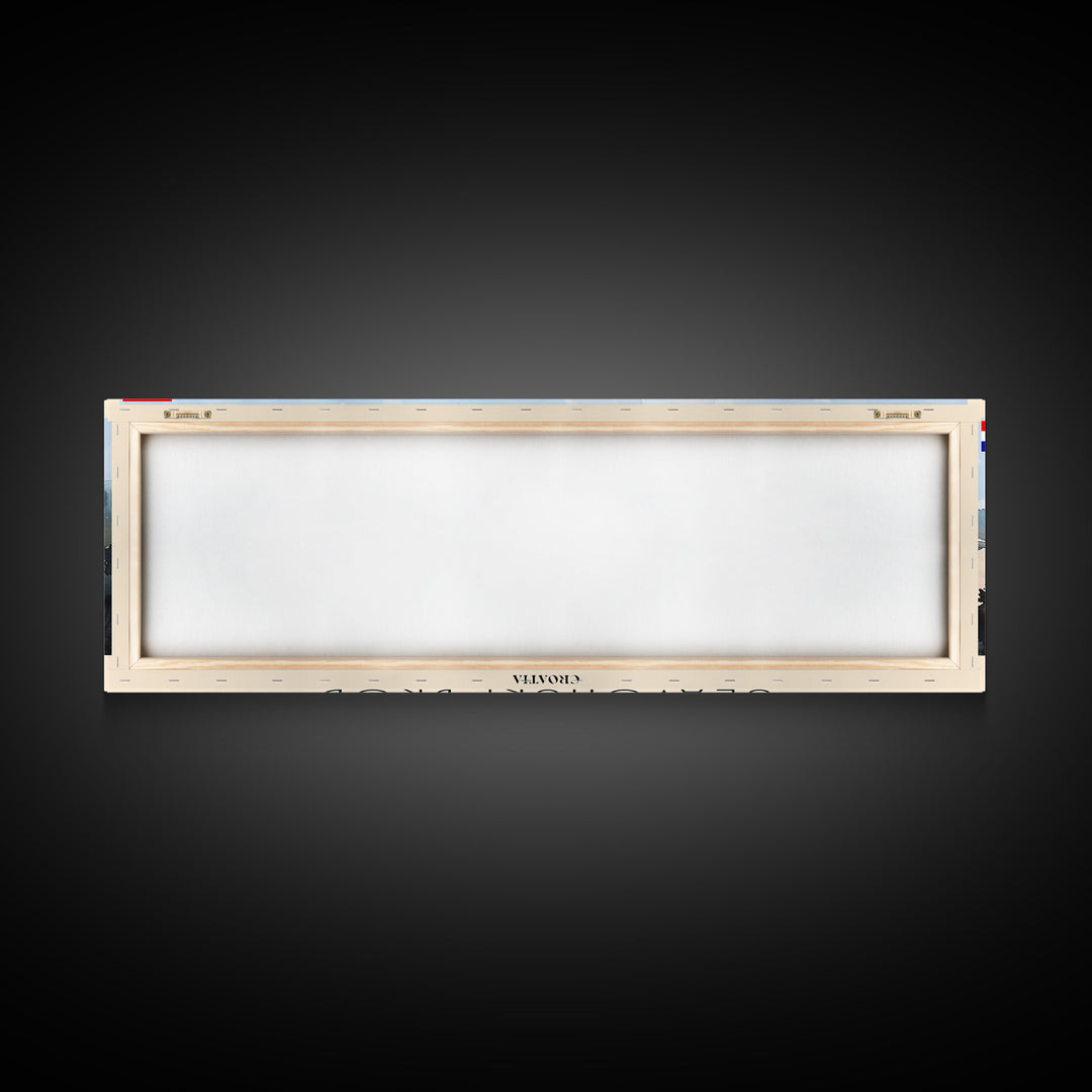 Slavonski Brod Croatia Panoramic Travel Poster, Framed Canvas Print or Metal Wall Art, Travel Art, Home Decor, Panoramic Painting, Midcentury Art