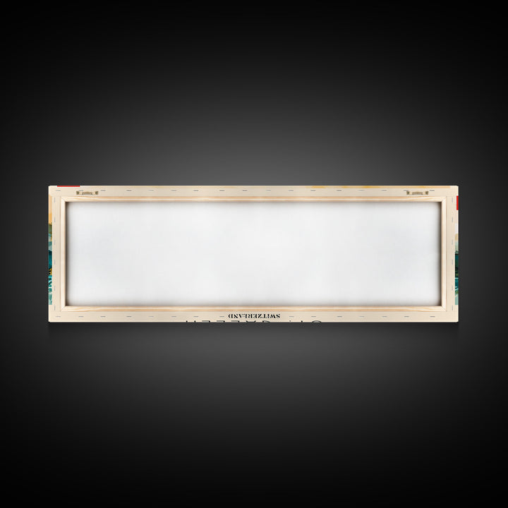 St. Gallen Switzerland Panoramic Travel Poster, Framed Canvas Print or Metal Wall Art, Travel Art, Home Decor, Panoramic Painting, Midcentury Art