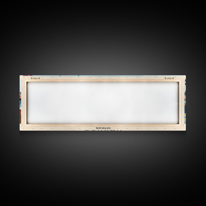 Aarhus Denmark  Panoramic Travel Poster, Framed Canvas Print or Metal Wall Art, Travel Art, Home Decor, Panoramic Painting, Midcentury Art