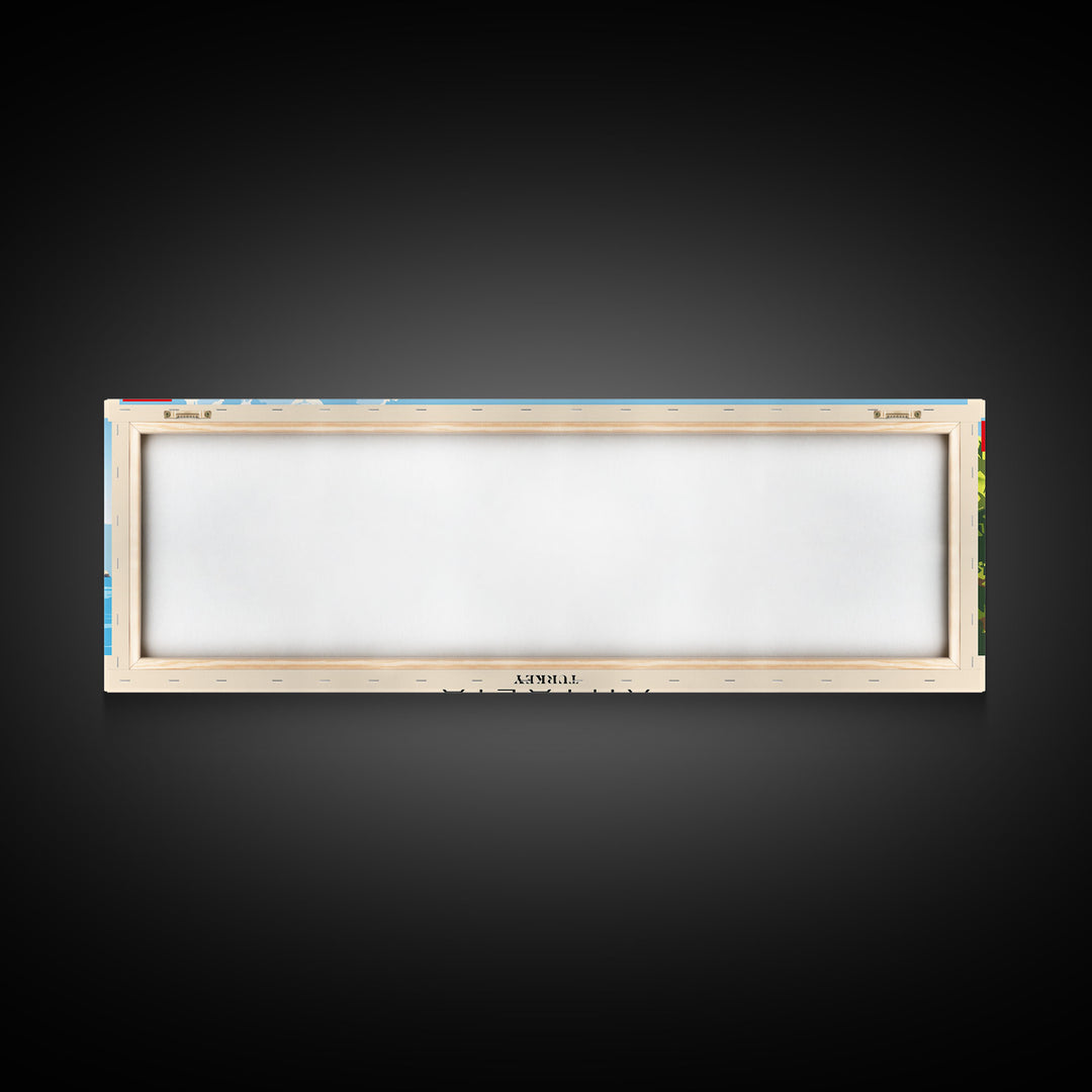 Antalya Turkey Panoramic Travel Poster, Framed Canvas Print or Metal Wall Art, Travel Art, Home Decor, Panoramic Painting, Midcentury Art