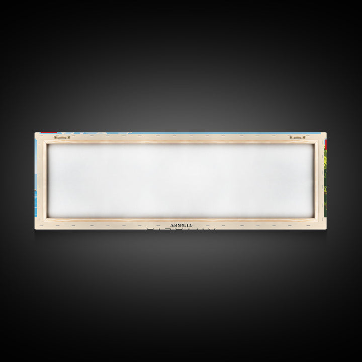 Antalya Turkey Panoramic Travel Poster, Framed Canvas Print or Metal Wall Art, Travel Art, Home Decor, Panoramic Painting, Midcentury Art