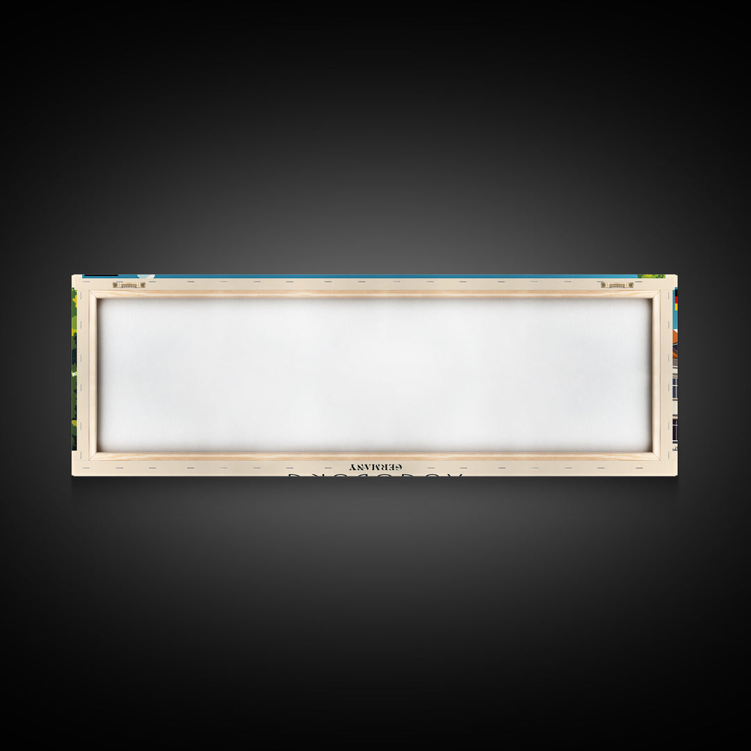 Augsburg Germany Panoramic Travel Poster, Framed Canvas Print or Metal Wall Art, Travel Art, Home Decor, Panoramic Painting, Midcentury Art