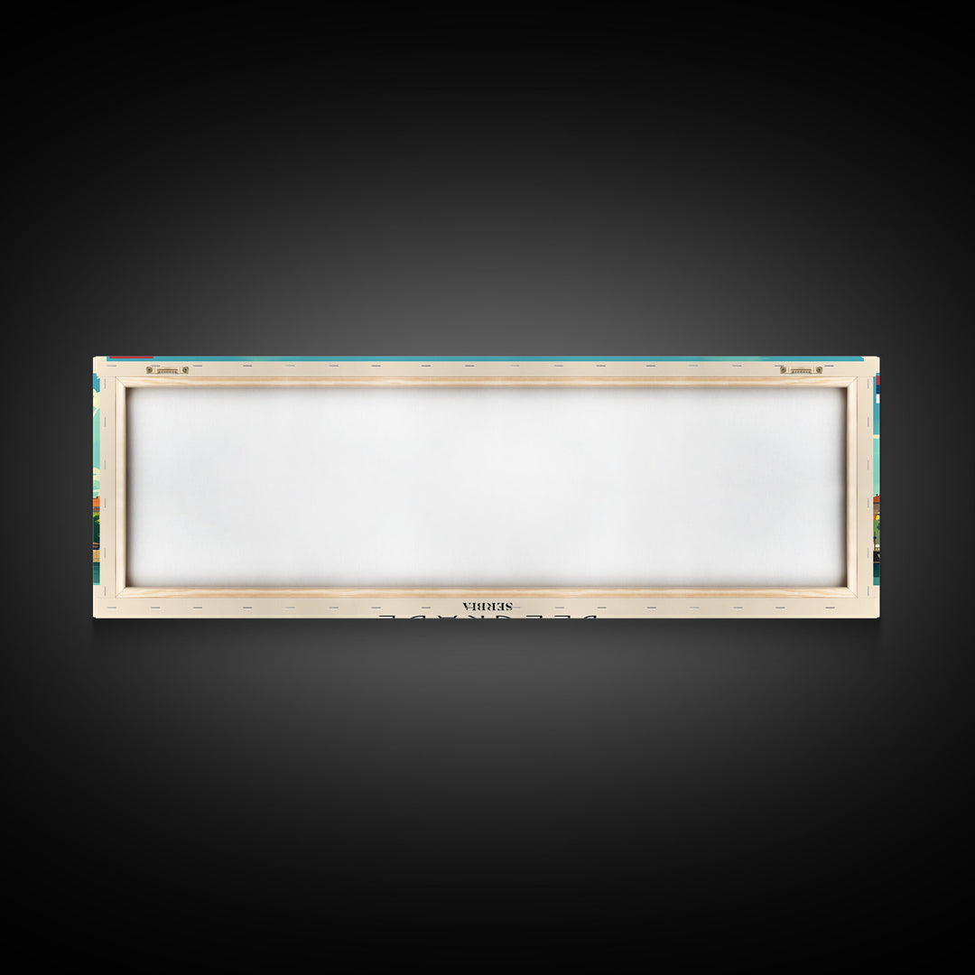 Belgrade Serbia Panoramic Travel Poster, Framed Canvas Print or Metal Wall Art, Travel Art, Home Decor, Panoramic Painting, Midcentury Art