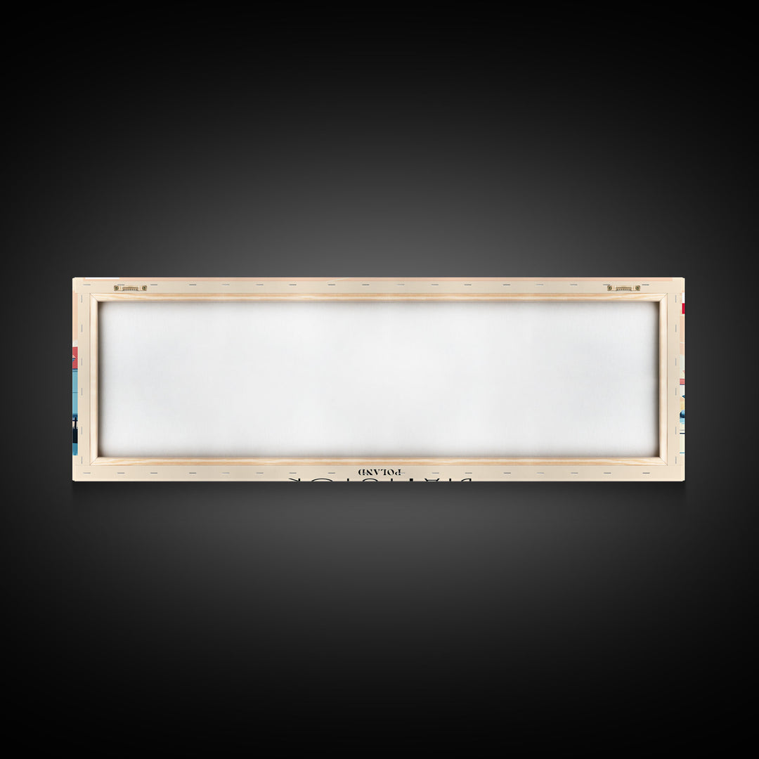 Bialystok Poland Panoramic Travel Poster, Framed Canvas Print or Metal Wall Art, Travel Art, Home Decor, Panoramic Painting, Midcentury Art