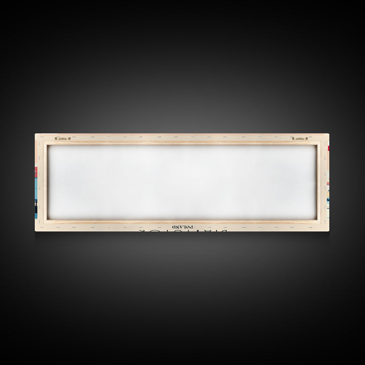 Bialystok Poland Panoramic Travel Poster, Framed Canvas Print or Metal Wall Art, Travel Art, Home Decor, Panoramic Painting, Midcentury Art