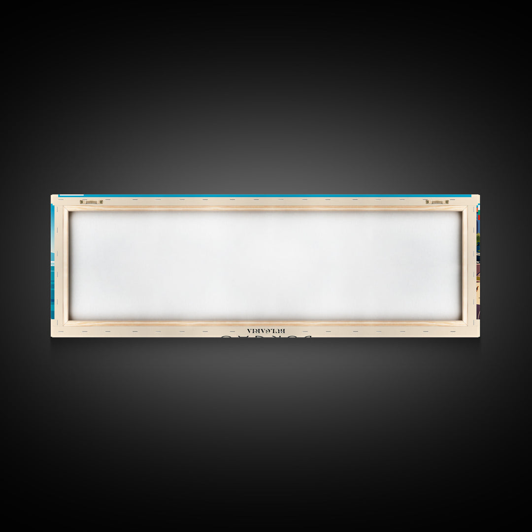 Burgas Bulgaria Panoramic Travel Poster, Framed Canvas Print or Metal Wall Art, Travel Art, Home Decor, Panoramic Painting, Midcentury Art