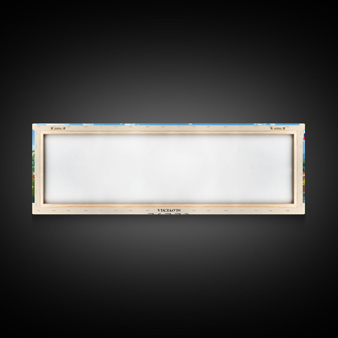 Celje Slovenia Panoramic Travel Poster, Framed Canvas Print or Metal Wall Art, Travel Art, Home Decor, Panoramic Painting, Midcentury Art