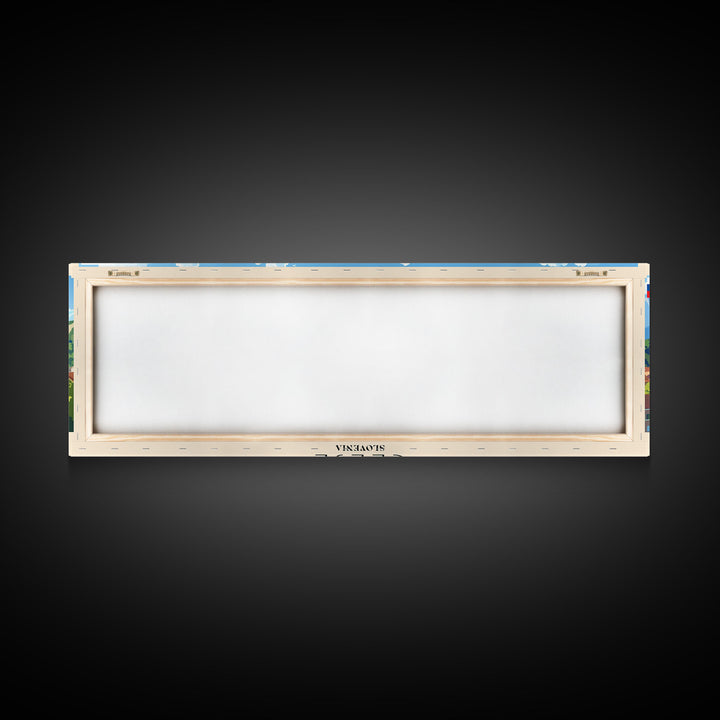 Celje Slovenia Panoramic Travel Poster, Framed Canvas Print or Metal Wall Art, Travel Art, Home Decor, Panoramic Painting, Midcentury Art