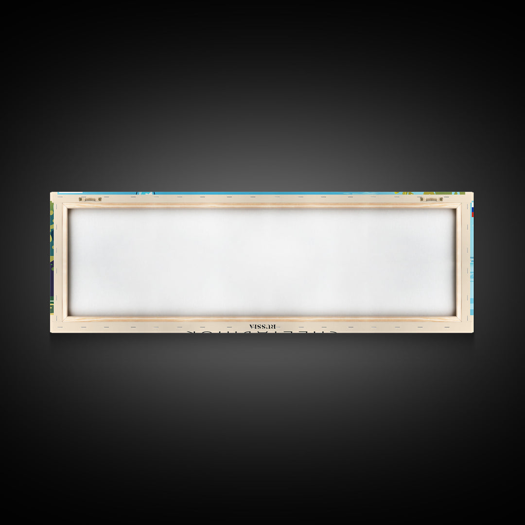 Chelyabinsk Russia Panoramic Travel Poster, Framed Canvas Print or Metal Wall Art, Travel Art, Home Decor, Panoramic Painting, Midcentury Art