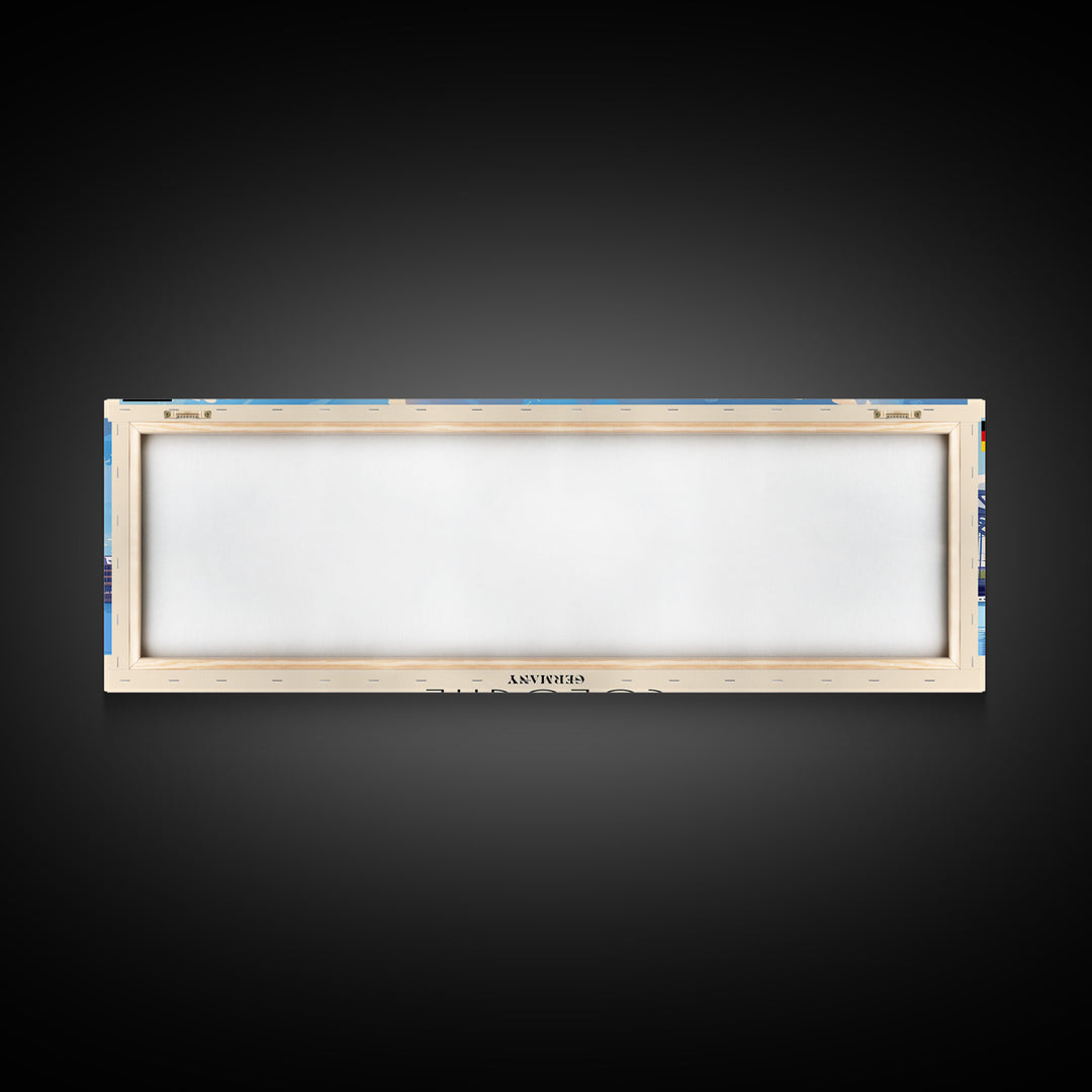 Cologne Germany Panoramic Travel Poster, Framed Canvas Print or Metal Wall Art, Travel Art, Home Decor, Panoramic Painting, Midcentury Art