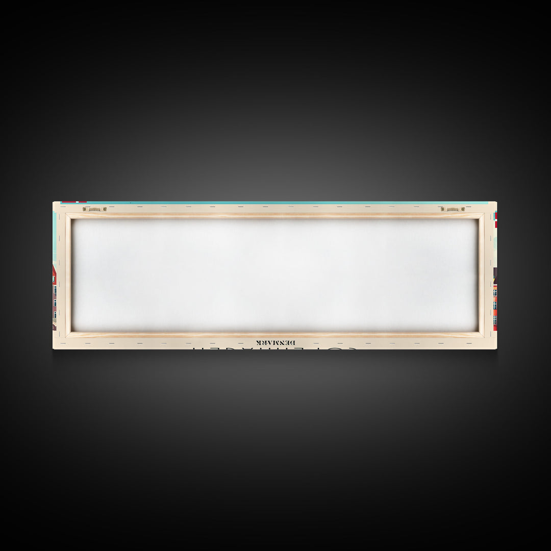 Copenhagen Denmark Travel Print Wall Art, Panoramic City Art, Travel Art, Wall Decor, Vacation Gift, Framed Canvas Print Or Metal Art