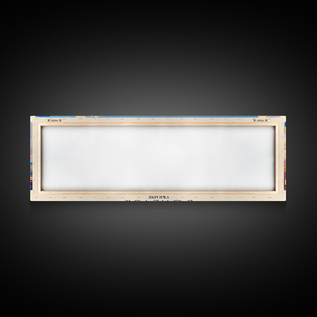 Donetsk Ukraine Panoramic Travel Poster, Framed Canvas Print or Metal Wall Art, Travel Art, Home Decor, Panoramic Painting, Midcentury Art