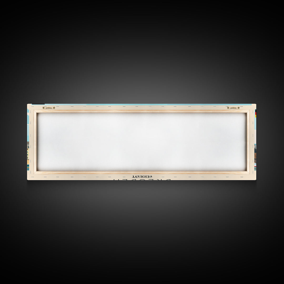 Dresde Germany Travel Art, City Art, Framed Canvas Print or Metal Wall Art, Europe Travel Poster, Panoramic Wall Art, Extra Wide Wall Art