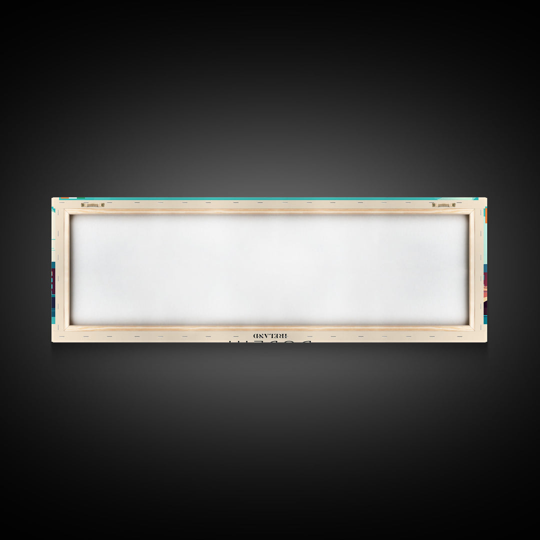 Dublin Ireland Panoramic Travel Poster, Framed Canvas Print or Metal Wall Art, Travel Art, Home Decor, Panoramic Painting, Midcentury Art