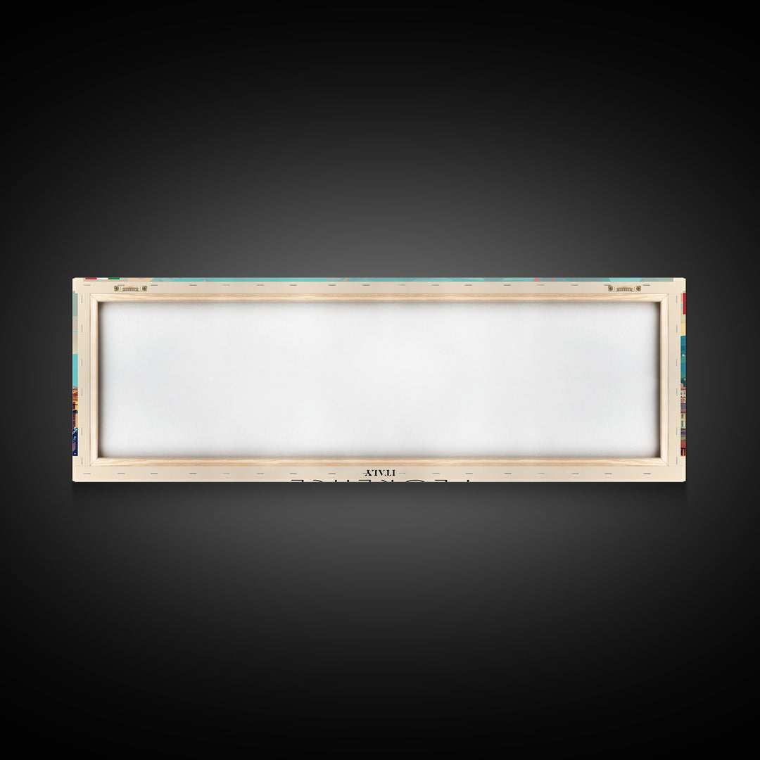 Florence Italy Panoramic Travel Poster, Framed Canvas Print or Metal Wall Art, Travel Art, Home Decor, Panoramic Painting, Midcentury Art