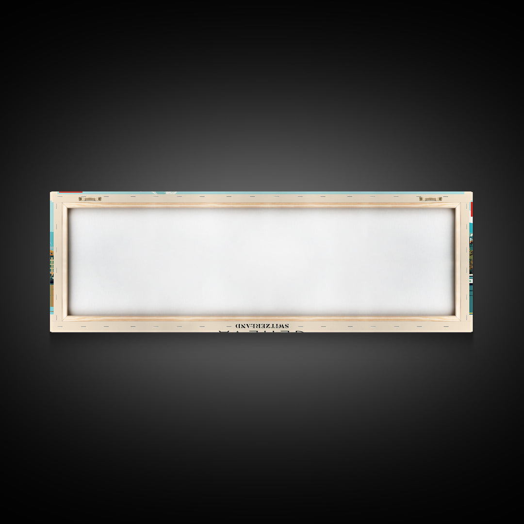 Geneva Switzerland Wall Art, Panoramic Travel Poster, Panoramic Framed Canvas Print, City Wall Art, Wall Hanging Home Decor, Travel Art