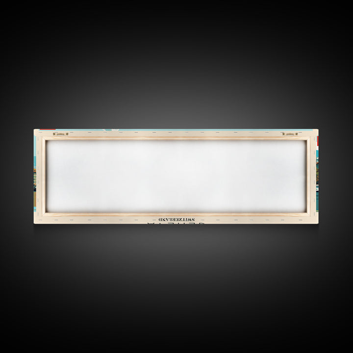 Geneva Switzerland Wall Art, Panoramic Travel Poster, Panoramic Framed Canvas Print, City Wall Art, Wall Hanging Home Decor, Travel Art