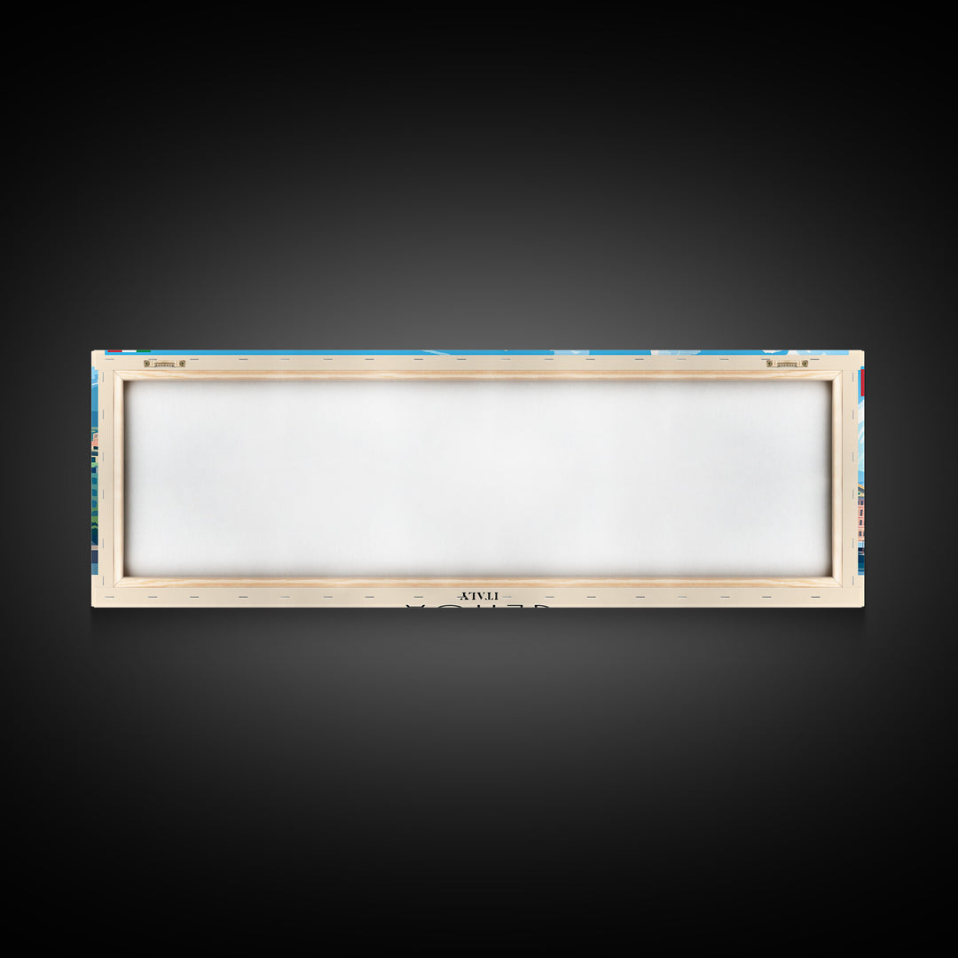 Genoa Italy Travel Art, City Art, Framed Canvas Print or Metal Wall Art, Europe Travel Poster, Panoramic Wall Art, Extra Wide Wall Art