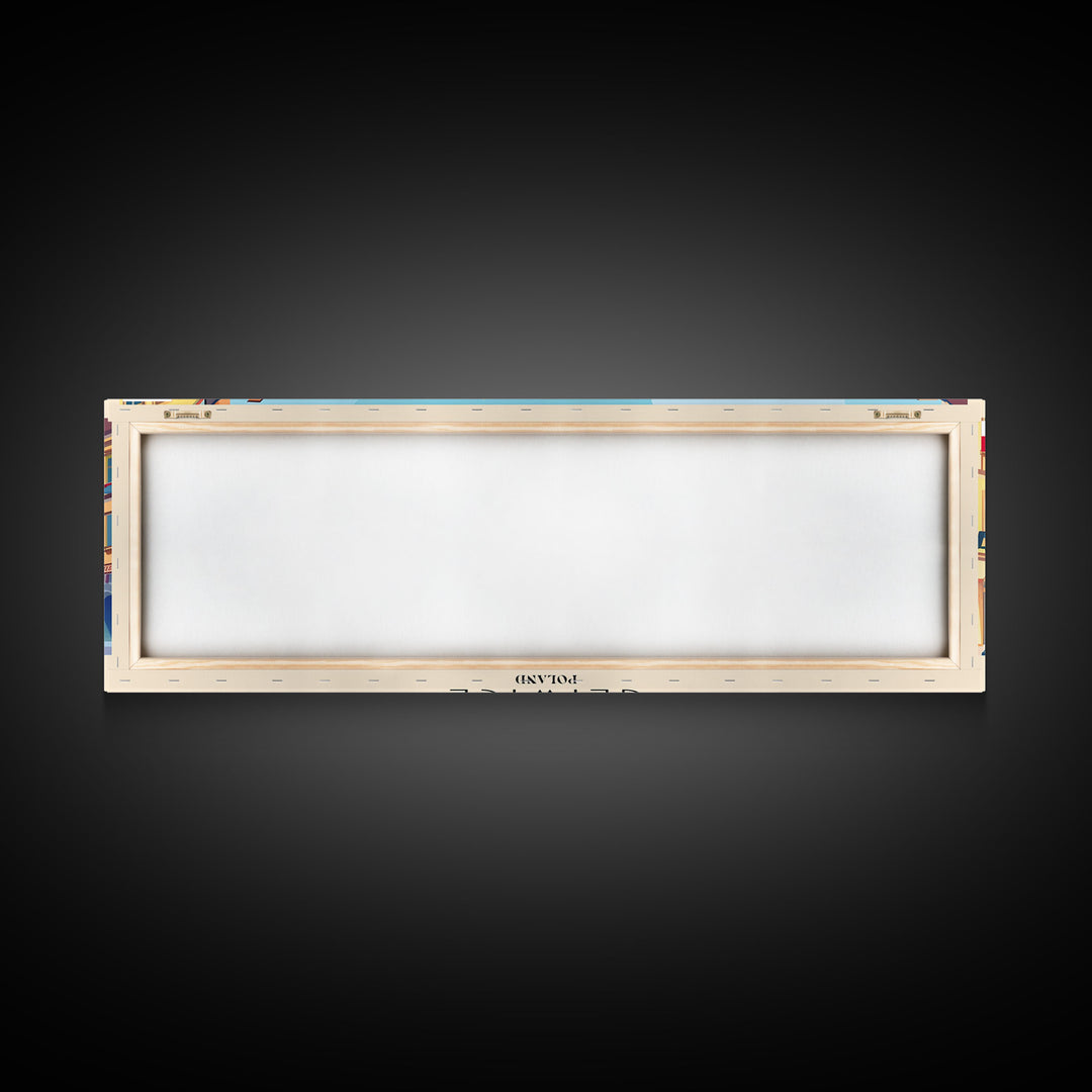 Gliwice Poland Panoramic Travel Poster, Framed Canvas Print or Metal Wall Art, Travel Art, Home Decor, Panoramic Painting, Midcentury Art