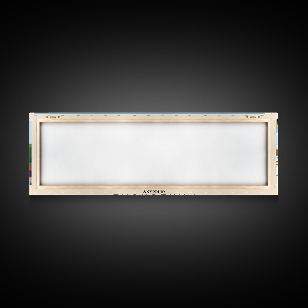 Karlsruhe Germany Panoramic Travel Poster, Framed Canvas Print or Metal Wall Art, Travel Art, Home Decor, Panoramic Painting, Midcentury Art