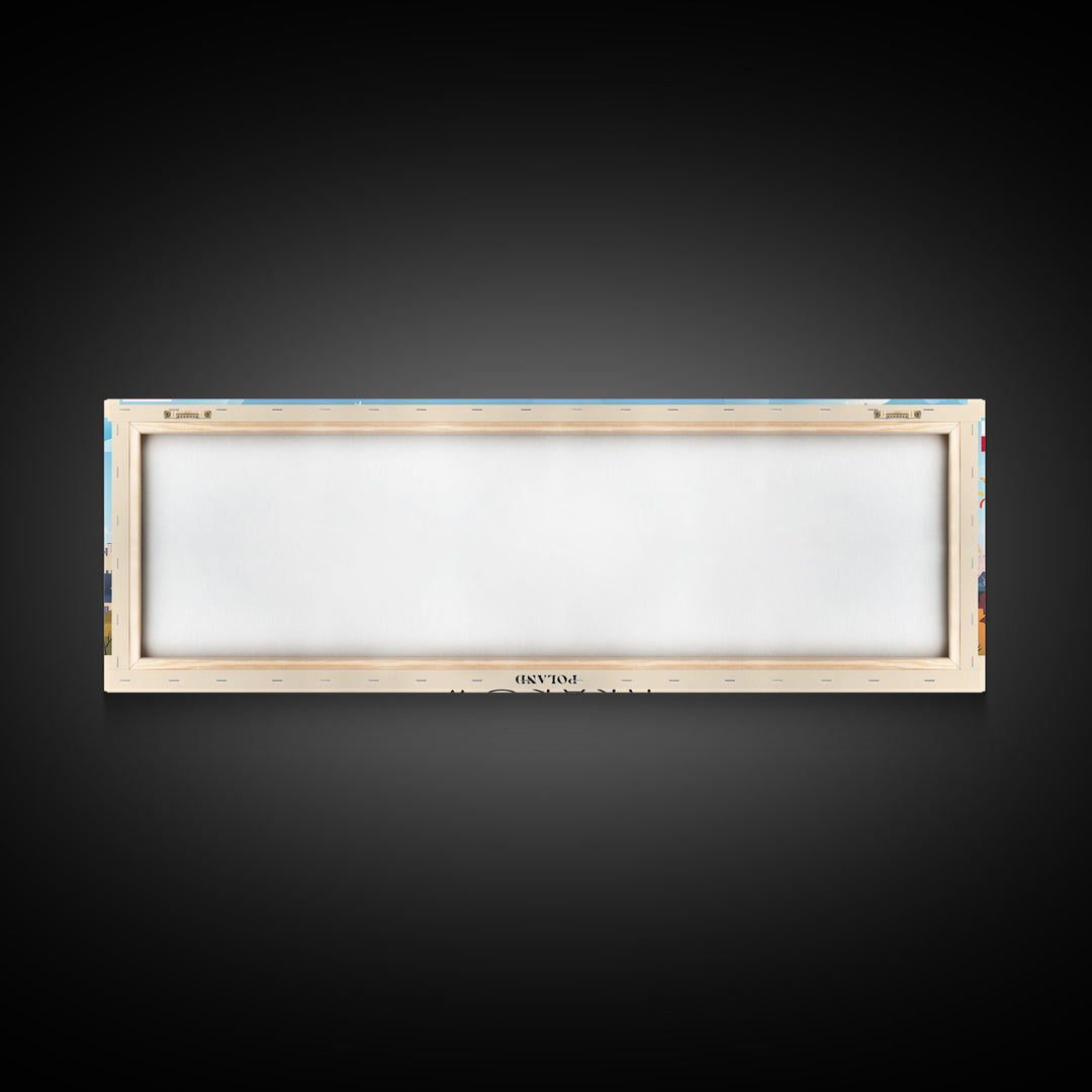 Krakow Poland Travel Art, City Art, Framed Canvas Print or Metal Wall Art, Europe Travel Poster, Panoramic Wall Art, Extra Wide Wall Art