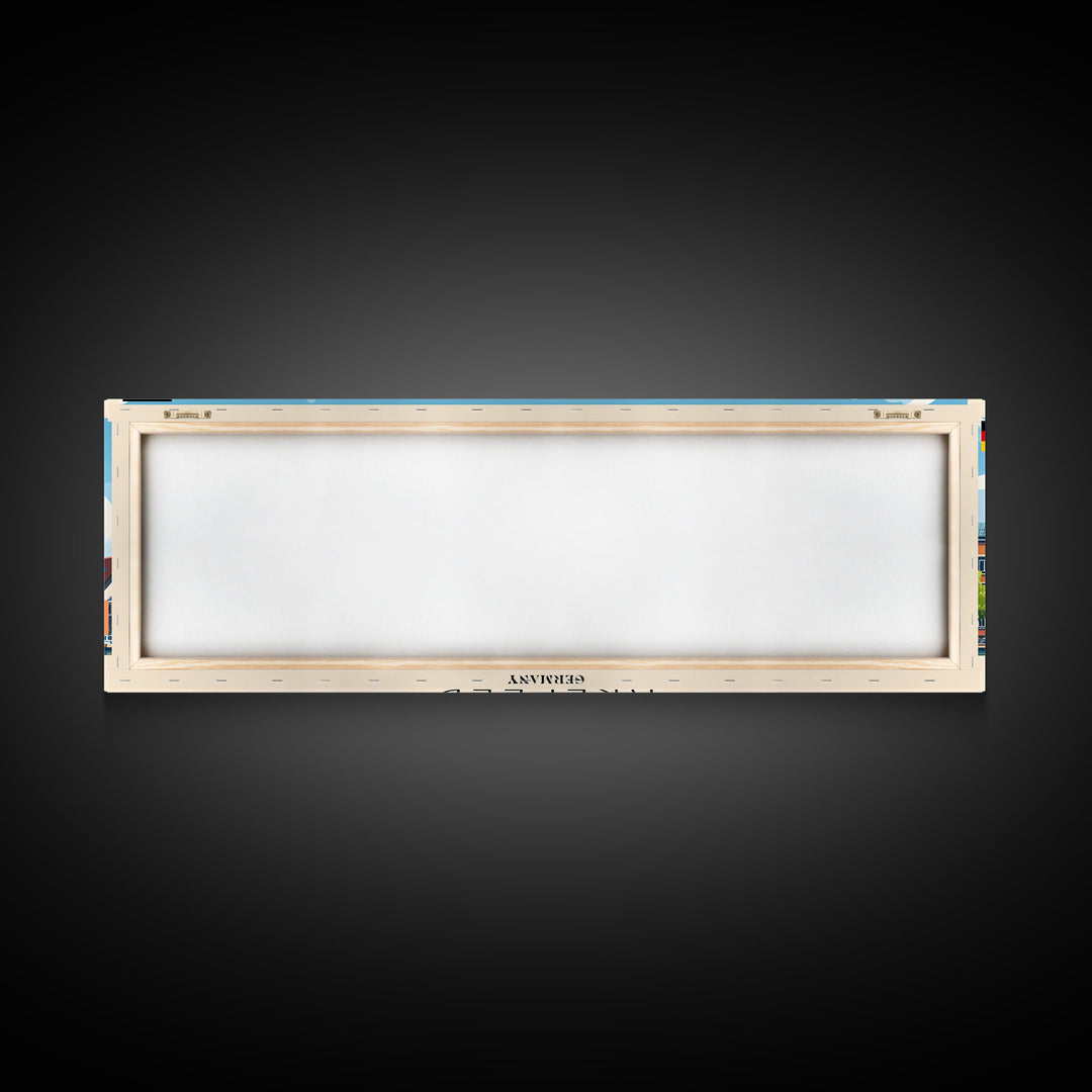 Krefeld Germany Panoramic Travel Poster, Framed Canvas Print or Metal Wall Art, Travel Art, Home Decor, Panoramic Painting, Midcentury Art