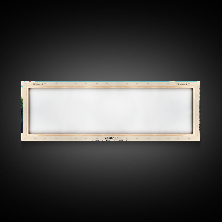 Kutaisi Georgia Panoramic Travel Poster, Framed Canvas Print or Metal Wall Art, Travel Art, Home Decor, Panoramic Painting, Midcentury Art