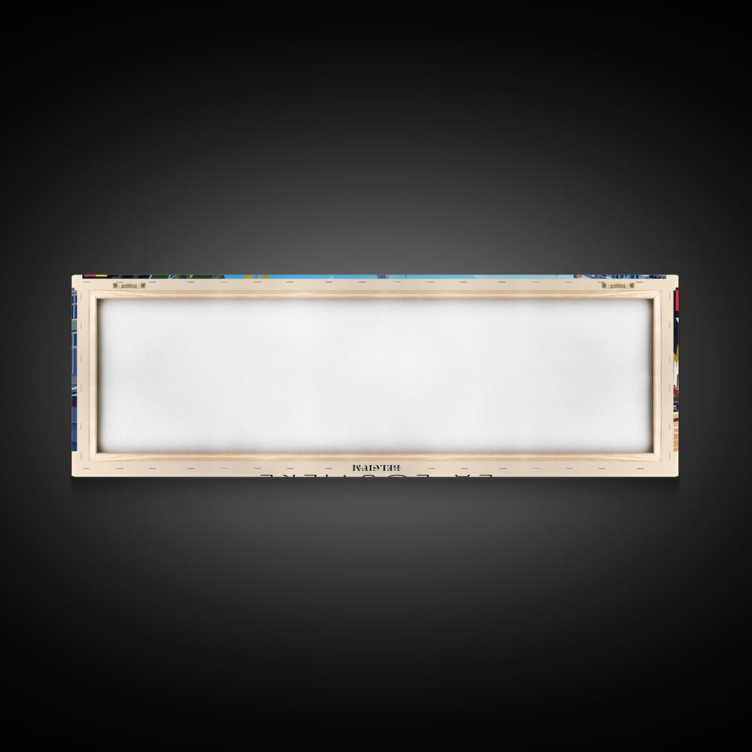 La Louvire Belgium Travel Art, City Art, Framed Canvas Print or Metal Wall Art, Europe Travel Poster, Panoramic Wall Art, Extra Wide Wall Art