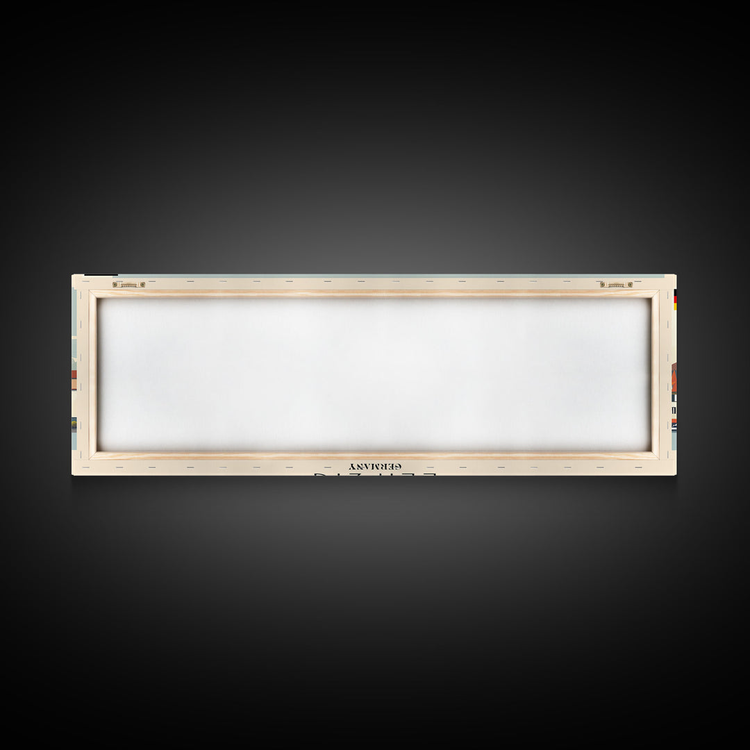 Leipzig Germany Panoramic Travel Poster, Framed Canvas Print or Metal Wall Art, Travel Art, Home Decor, Panoramic Painting, Midcentury Art