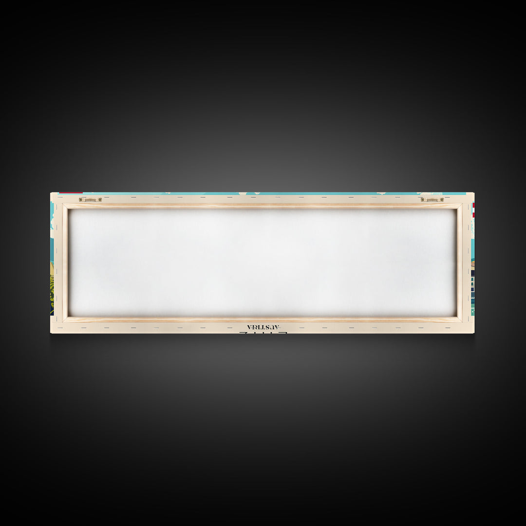 Linz Austria Panoramic Travel Poster, Framed Canvas Print or Metal Wall Art, Travel Art, Home Decor, Panoramic Painting, Midcentury Art