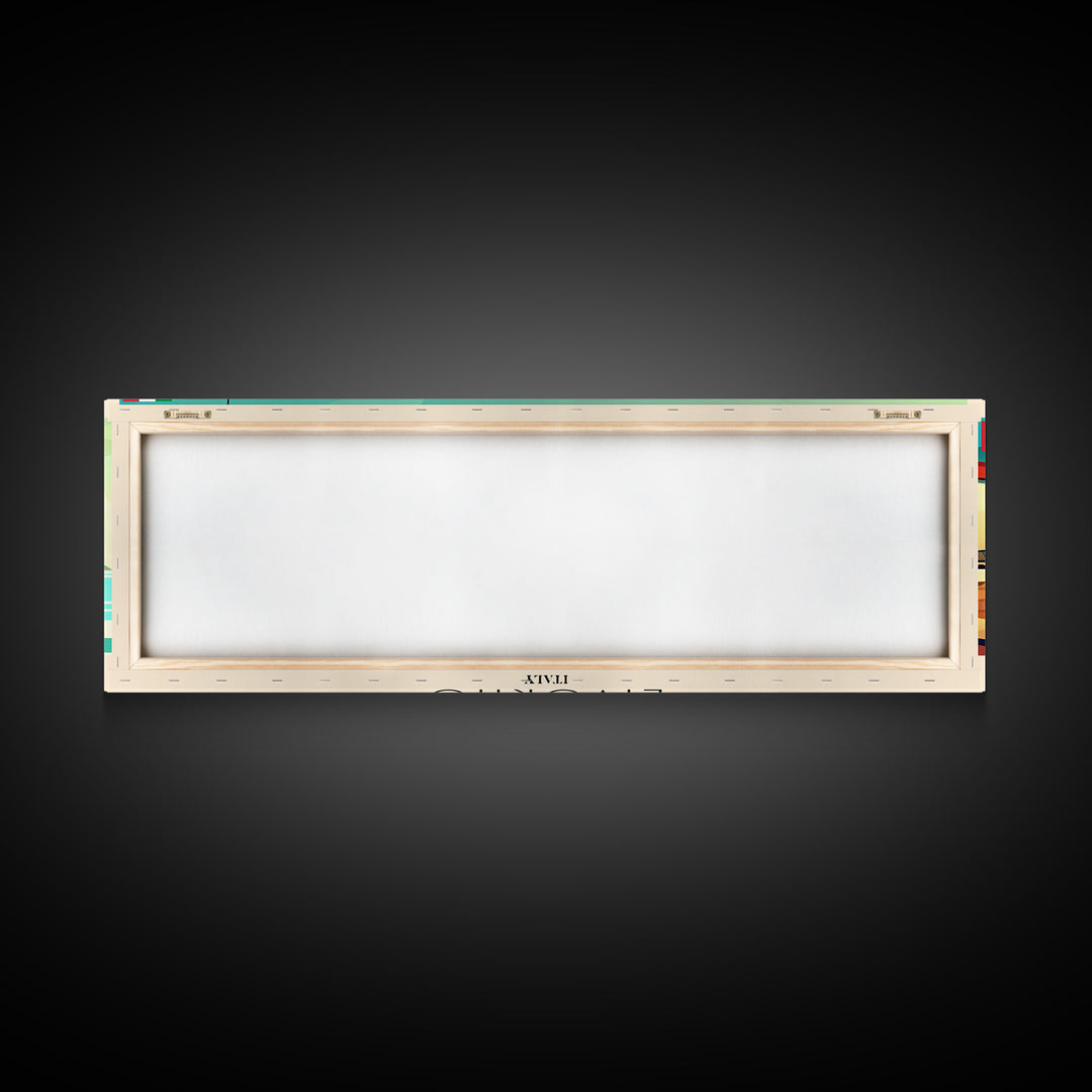 Livorno Italy Panoramic Travel Poster, Framed Canvas Print or Metal Wall Art, Travel Art, Home Decor, Panoramic Painting, Midcentury Art