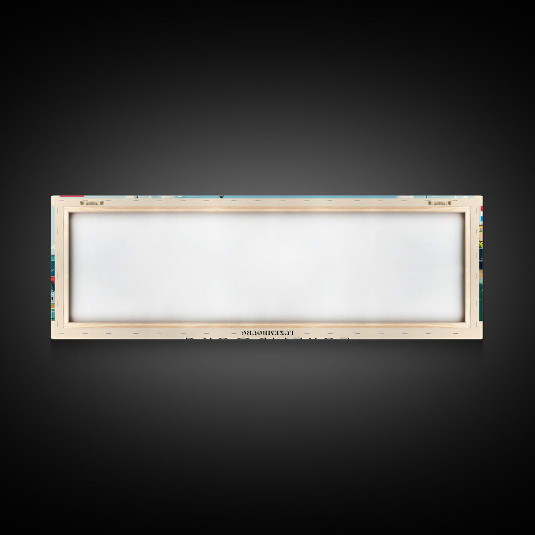 Luxembourg Luxembourg Panoramic Travel Poster, Framed Canvas Print or Metal Wall Art, Travel Art, Home Decor, Panoramic Painting, Midcentury Art