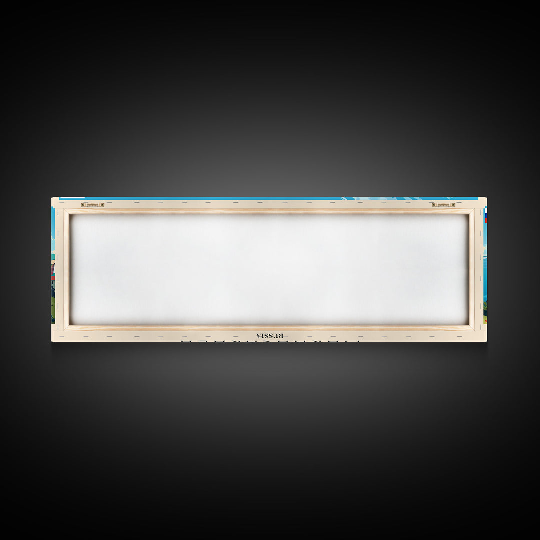 Makhachkala Russia Travel Art, City Art, Framed Canvas Print or Metal Wall Art, Europe Travel Poster, Panoramic Wall Art, Extra Wide Wall Art